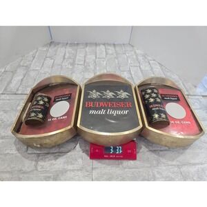 Vintage Budweiser Malt Liquor Advertising Sign 3 Panel Showcase Bubble 30" x 12"